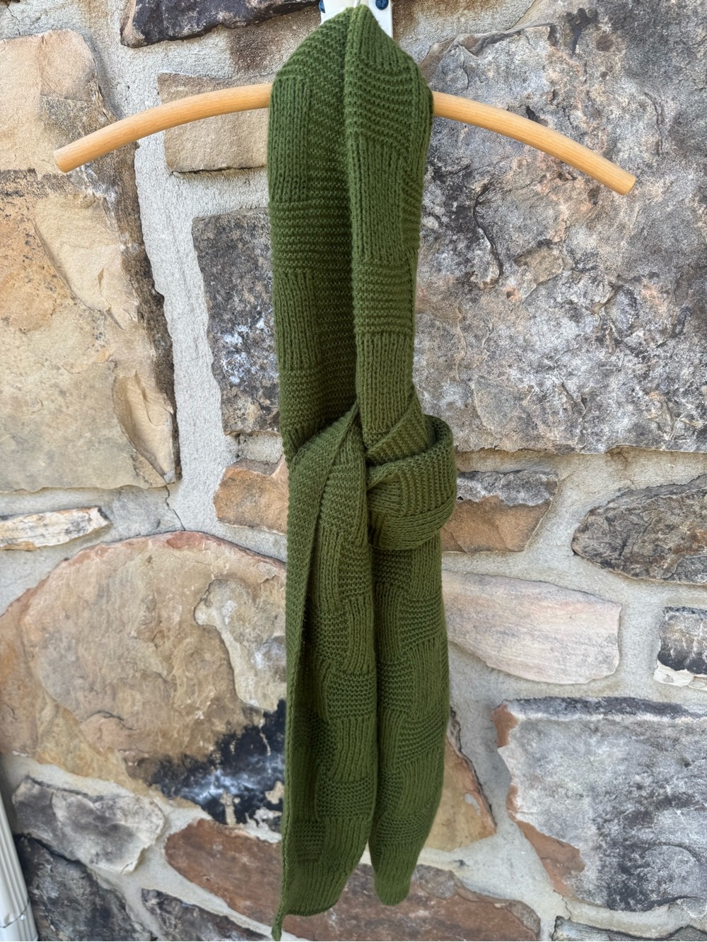 Olive Green Knit Scarf Winter Preppy Old Money Neutral